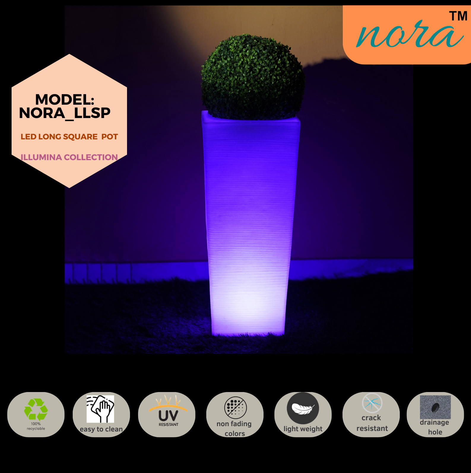 Led Planter Box Illumina LED Long Square Planter Pot – Nora