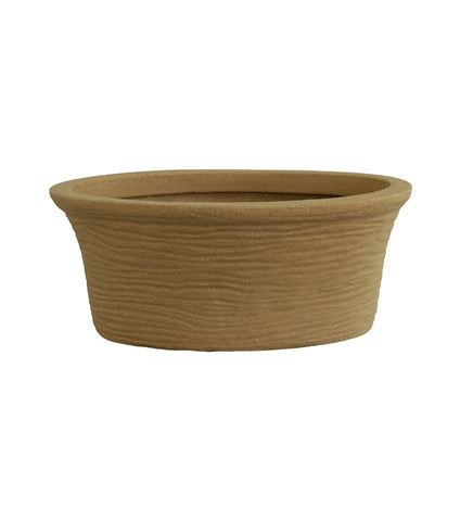 Nora Magnolia Pot in a shallow, earthy brown textured finish roto molded planter pot , ideal for succulent arrangements and herb gardens.